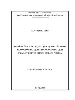 Nghiên cứu chất lượng dịch vụ thuyết minh, hướng dẫn du lịch tại các điểm du lịch ở Đà Lạt đối với khách du lịch nội địa