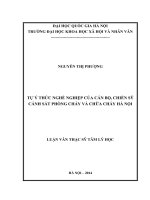 Tự ý thức  nghề nghiệp của cán bộ, chiến sỹ cảnh sát phòng cháy chữa cháy Hà Nội.