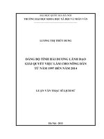 Đảng bộ tỉnh Hải Dương lãnh đạo giải quyết việc làm cho nông dân từ năm 1997 đến năm 2014