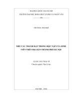 Nhu cầu thành đạt trong học tập của sinh viên trên địa bàn thành phố Hà Nội.