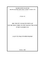 Học thuyết tam quyền phân lập với việc hoàn thiện tổ chức bộ máy nhà nước ở Việt Nam hiện nay : Luận văn ThS. Khoa học chính trị: 60.31.20