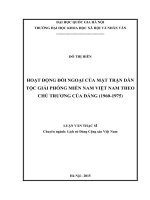 Hoạt động đối ngoại của Mặt trận Dân tộc Giải phóng miền nam Việt Nam theo chủ trương của Đảng ( 1960-1975)