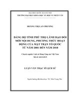 Đảng bộ tỉnh Phú Thọ lãnh đạo đổi mới nội dung phương thức hoạt động của Mặt trận tổ quốc tỉnh từ năm 2001 đến năm 2010