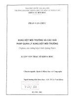 Xung đột môi trường và các giải pháp quản lý xung đột môi trường (Nghiên cứu trường hợp ở tỉnh Quảng Nam)