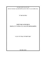 Triết học kinh dịch trong tư tưởng của Nguyễn Bỉnh Khiêm