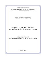 Nghiên cứu sự hài lòng của du khách quốc tế đến Nha Trang: Luận văn ThS. Quản trị dịch vụ du lịch và lữ hành: 60340103
