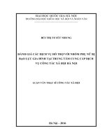 Đánh giá các dịch vụ hỗ trợ với nhóm phụ nữ bị bạo lực gia đình tại Trung tâm cung cấp dịch vụ công tác xã hội thành phố Hà Nội