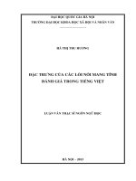ĐẶC TRƯNG CỦA CÁC LỐI NÓI MANG TÍNH ĐÁNH GIÁ TRONG TIẾNG VIỆT      LUẬN VĂN THẠC SĨ NGÔN NGỮ HỌC