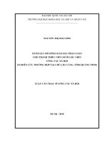 Đánh giá mô hình giáo dục Phật giáo cho thanh thiếu niên dưới góc nhìn Công tác xã hội (Nghiên cứu trường hợp tại Chùa Ba Vàng, tỉnh Quảng Ninh):  Luận văn ThS. Khác: 6090