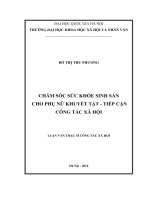 Chăm sóc sức khỏe sinh sản cho phu nữ khuyết tật tiếp cận công tác xã hội