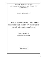 Bảo vệ môi trường du lịch bãi biển Thừa Thiên Huế, nghiên cứu trường hợp các bãi biển Thuận An, Lăng Cô