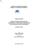 The factors influencing individual investors behavior in vietnam stock exchange 