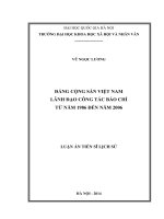 Đảng Cộng sản Việt Nam lãnh đạo công tác báo chí từ năm 1986 đến năm 2006: Luận án TS. Lịch sử: 62 22 56 01