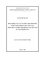 Hoạt động của các tổ chức phi Chính phủ nước ngoài trong việc nâng cao nhận thức về biến đổi khí hậu tại Việt Nam từ năm 1998 đến nay :  Luận văn ThS. Khoa học chính trị: 603102