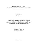 Ảnh hưởng của Phật giáo đối với tín ngưỡng thờ cúng tổ tiên của người Việt (qua khảo sát ở tỉnh Bắc Giang)