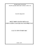 Phát triển nguồn nhân lực chất lượng cao ở Quảng Ngãi hiện nay: Luận án TS. Nhân văn khác: 62 22 03