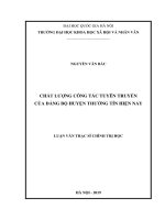 CHẤT LƢỢNG CÔNG TÁC TUYÊN TRUYỀN CỦA ĐẢNG BỘ HUYỆN THƢỜNG TÍN HIỆN NAY