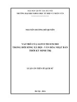 Vai trò của Sanyutei Encho trong đời sống xã hội - văn hóa Nhật Bản thời kỳ Minh Trị: Luận án TS. Lịch sử: 62 22 50 05