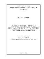 Nâng cao hiệu quả công tác phục vụ người dùng tin tại Thư viện Trường Đại học Hải Dương