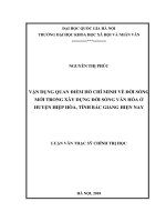 Vận dụng quan điểm Hồ Chí Minh về đời sống mới trong xây dựng đời sống văn hóa ở huyện Hiệp Hòa, tỉnh Bắc Giang : Luận văn ThS. Khoa học chính trị: 603102