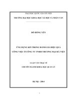 Ứng dụng KPI trong đánh giá hiệu quả công  việc ở Công ty TNHH thương mại Hà Việt