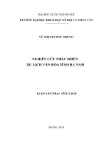 Nghiên cứu phát triển du lịch văn hóa tỉnh Hà Nam