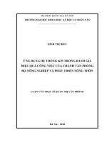 Ứng dụng hệ thống KPI trong đánh giá hiệu quả công việc của Chánh Văn phòng Bộ Nông nghiệp và Phát triển nông thôn :  Luận văn ThS. Quản trị - Quản lý: 603404