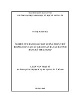 Nghiên cứu đánh giá chất lượng nhân viên bộ phận Bàn tại các khách sạn 3 Sao Hà Tĩnh bằng kỹ thuật KSAP :  Luận văn ThS. Quản trị dịch vụ du lịch và lữ hành (Chuyên ngành đào tạo thí điểm)