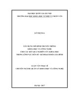 Xây dựng mô hình truyền thông khoa học và công nghệ cho các kết quả nghiên cứu khoa học trong lĩnh vực dân số - kế hoạch hóa gia đình : Luận văn ThS. Quản trị - Quản lý: 603404