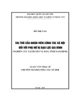 Vai trò của nhân viên công tác xã hội đối với phụ nữ bị bạo lực gia đình (nghiên cứu tại huyện Vụ Bản, Tỉnh Nam Định)