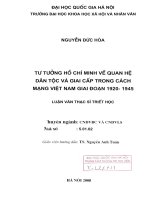 Tư tưởng Hồ Chí Minh về quan hệ dân tộc và giai cấp trong cách mạng Việt Nam giai đoạn 1920 - 1945