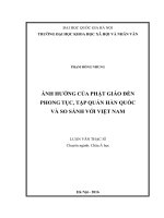 Ảnh hưởng của Phật giáo đến phong tục, tập quán Hàn Quốc và so sánh với Việt Nam : Luận văn ThS. Khu vực học và văn hoá học: 60 31 06