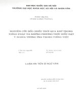 Nghiên cứu đối chiếu thời quá khứ trong tiếng Pháp và những phương thức biểu đạt ý nghĩa tương ứng trong tiếng Việt : Luận án TS. Lý luân ngôn ngữ 05 04 08