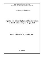Nghiên cứu hành vi phạm pháp của trẻ em vị thành niên dưới góc độ gia đình : Luận văn ThS. Tâm lý học : 60 31 80