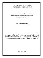Nghiên cứu quá trình tiền xử lý và hệ vi sinh vật phân giải vỏ quả cà phê vối (coffea robusta) để lên men tạo ethanol tt 