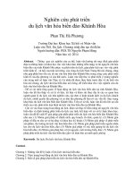 Nghiên cứu phát triển  du lịch văn hóa biển đảo Khánh Hòa