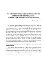 Tính liên ngành trong việc nghiên cứu văn hóa ứng xử với môi trường tự nhiên - qua điểm luận lý thuyết nhân học sinh thái