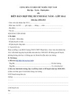 biên bản họp phụ huynh đầu năm , có khoảng thu chi