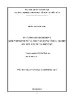 Tư tưởng Hồ Chí Minh về giải phóng phụ nữ và việc vận dụng vào sự nghiệp đổi mới ở nước ta hiện nay: Luận văn ThS. Khoa học chính trị: 60 31 27