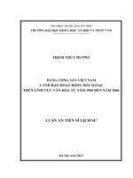 Đảng Cộng sản Việt Nam lãnh đạo hoạt động đối ngoại trên lĩnh vực văn hóa từ năm 1996 đến năm 2006 : Luận án TS. Lịch sử: 62 22 56 01