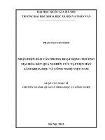 Nhận diện rào cản trong hoạt động thương mại hóa kết quả nghiên cứu tại Viện Hàn Lâm khoa học và Công nghệ Việt Nam