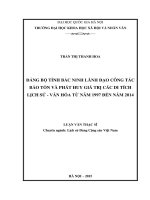 ĐẢNG BỘ TỈNH BẮC NINH LÃNH ĐẠO CÔNG TÁC BẢO TỒN VÀ PHÁT HUY GIÁ TRỊ CÁC DI TÍCH LỊCH SỬ - VĂN HÓA TỪ NĂM 1997 ĐẾN NĂM 2014