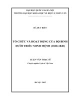Tổ chức và hoạt động của bộ binh dưới triều Minh Mệnh ( 1820-1840) : Luận văn ThS. Lịch sử: 60 22 54