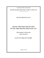 Lịch sử tiếp nhận Truyện Kiều từ góc nhìn phương pháp sáng tác :  Luận văn ThS. Ngôn ngữ và văn hoá Việt Nam: 602201