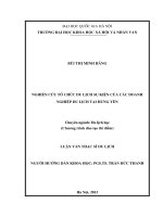 Nghiên cứu tổ chức du lịch sự kiện của các doanh nghiệp du lịch tại Hưng Yên : Luận văn ThS. Du lịch học: Chương trình đào tạo thí điểm