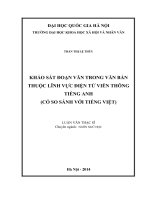Khảo sát đoạn văn trong văn bản thuộc lĩnh vực điện tử viễn thông tiếng Anh (có so sánh với tiếng Việt) : Luận văn ThS. Ngôn ngữ học: 60 22 01