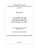 Văn Miếu Hà Nội giai đoạn 1884-1945 (Qua tài liệu lưu trữ) : Luận văn ThS. Lịch sử: 60 22 54