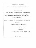 Vai trò của gia đình nông thôn trong việc giáo dục giới tính cho trẻ em ở độ tuổi thiếu niên (Nghiên cứu trường hợp xã Dương Nội, huyện Hoài Đức, tỉnh Hà Tây)