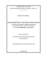 Đảng bộ huyện Cẩm Giàng (Hải Dương) lãnh đạo phát triển kinh tế từ năm 2000 đến năm 2014