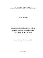 Truyền thông về chương trình "Mỗi xã, phường một sản phẩm" trên báo chí Quảng Ninh : Luận văn ThS. Báo chí và truyền thông: 603201